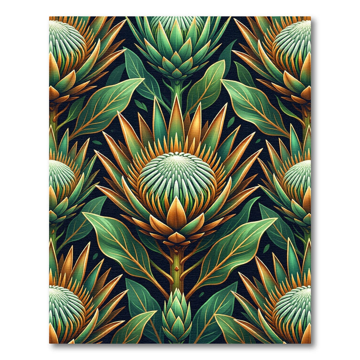 Emerald Gold Protea Bloom Rug