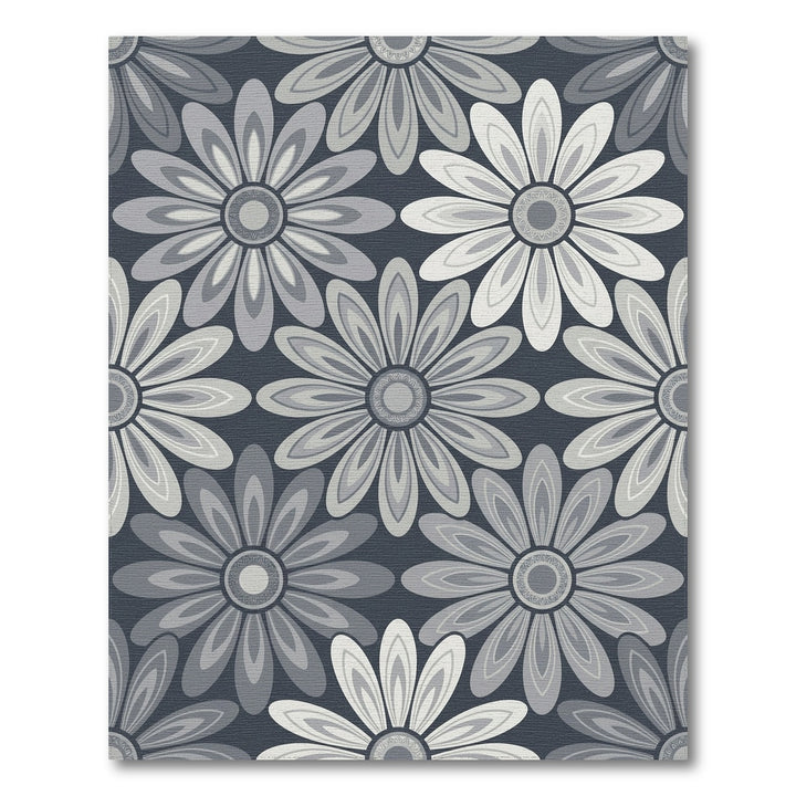 Cool Gray Daisy Medallion Rug