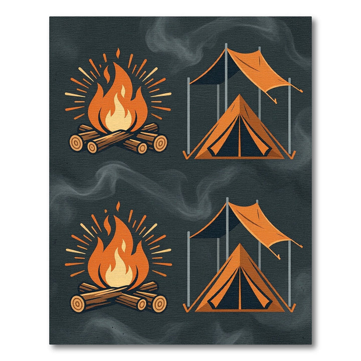 Camping Bonfire Tent Orange Rug
