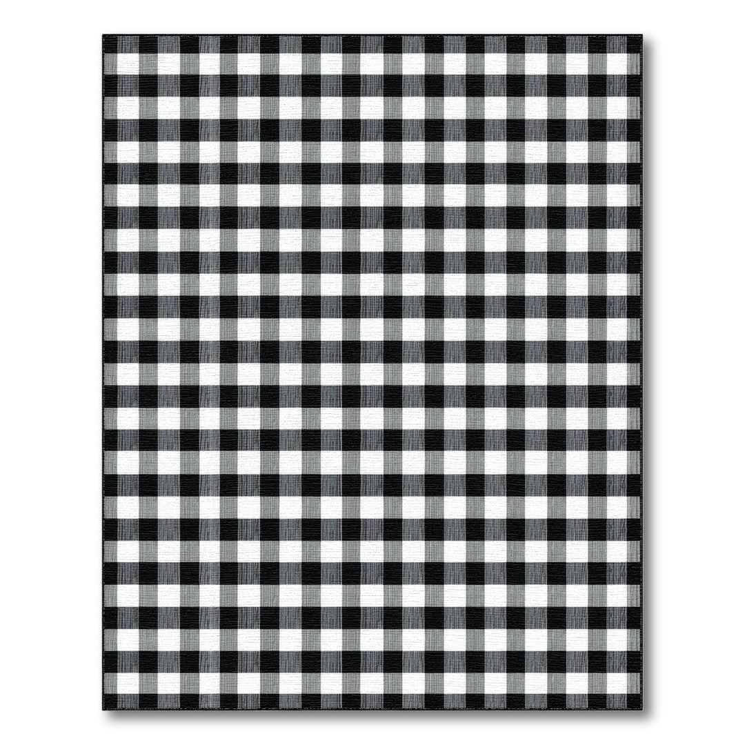 Black White Checkered Geometric Area Rug
