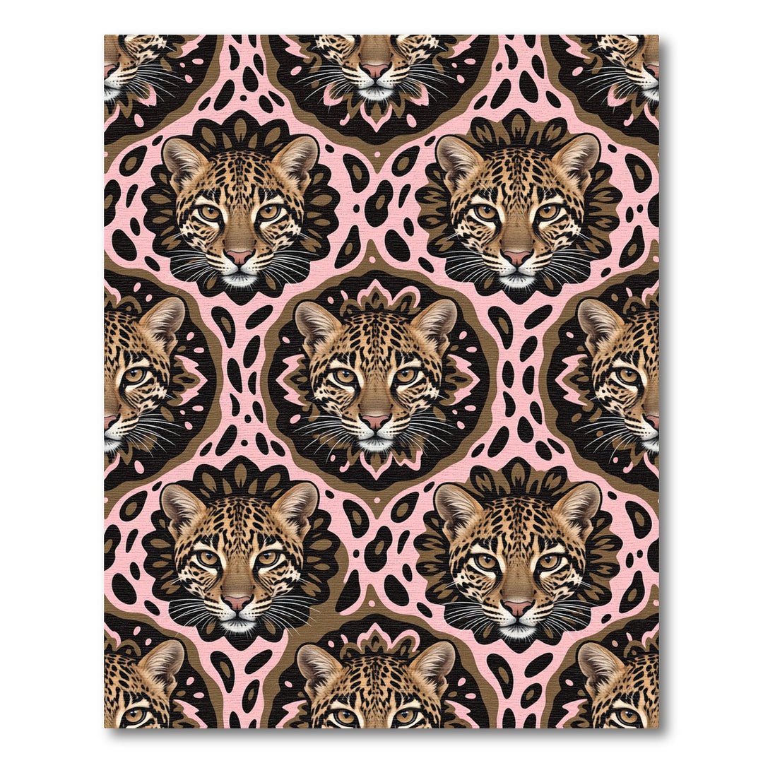 Jungle Cat Pink Abstraction Rug