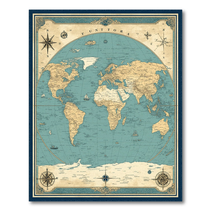 Tuntora Vintage World Map Area Rug