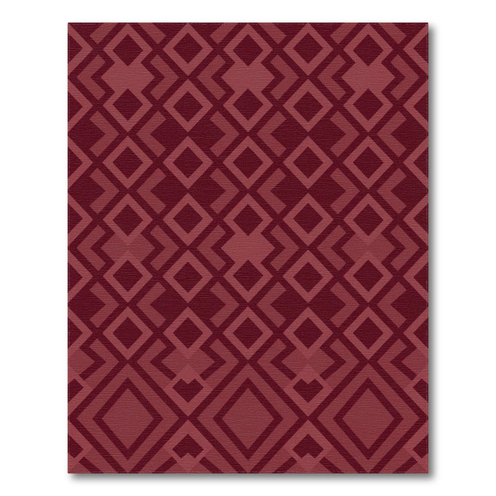 Burgundy Geometric Diamond Chevron Rug