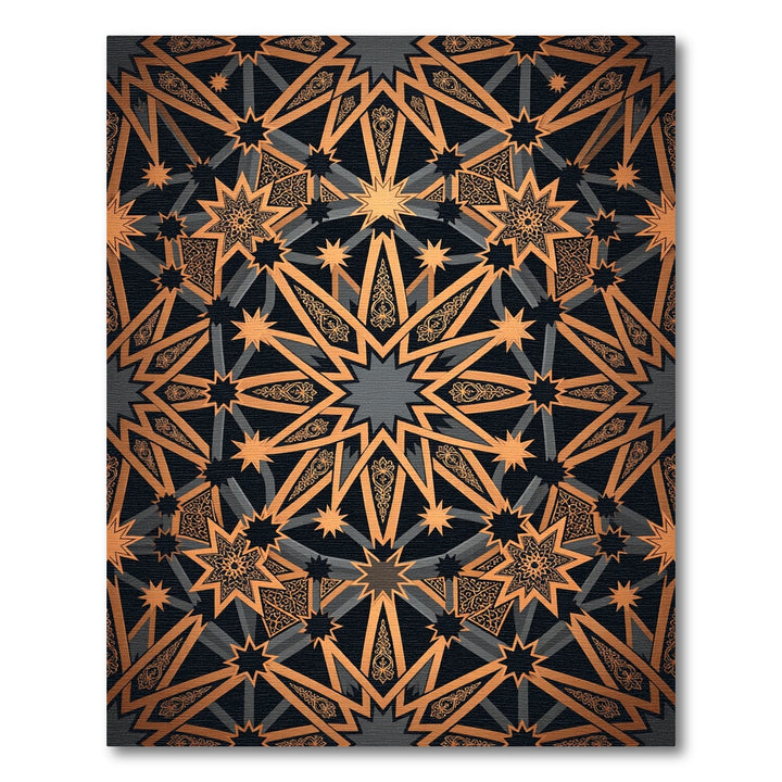 Geometric Bronze Starburst Mandala Rug