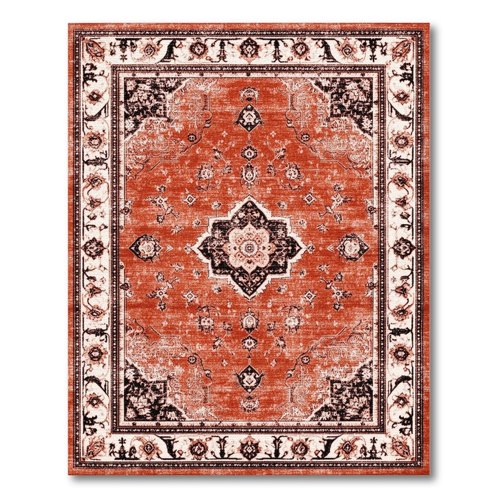 Medallion Red Distressed Vintage Medallion Area Rug