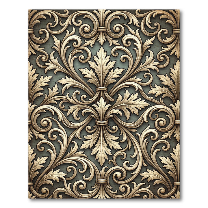 Gilded Gold Baroque Floral Medallion Rug