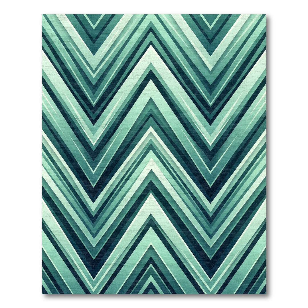 Deep Teal Chevron Layered Rug