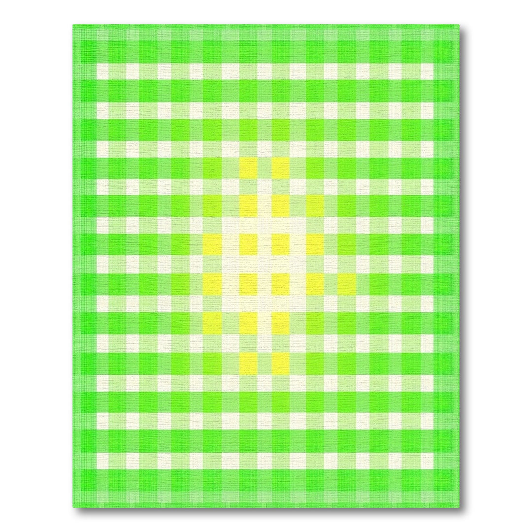 Green Checkered Geometric Green Area Rug