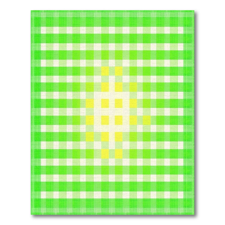 Green Checkered Geometric Green Area Rug