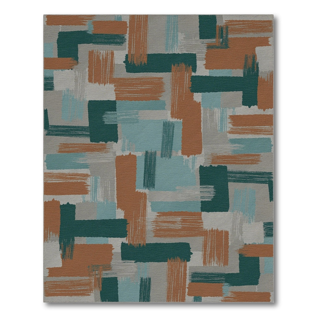 Abstract Geometric Teal Orange Area Rug