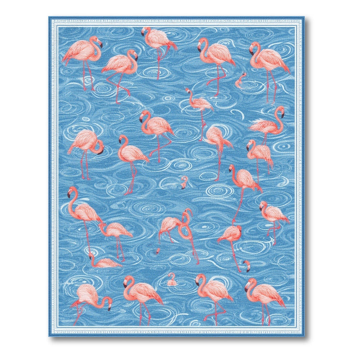 Flamingo Coastal Blue Area Rug