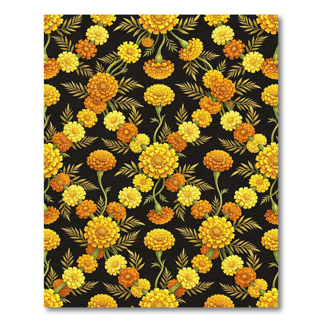 Vibrant Golden Marigold Flower Pattern Rug