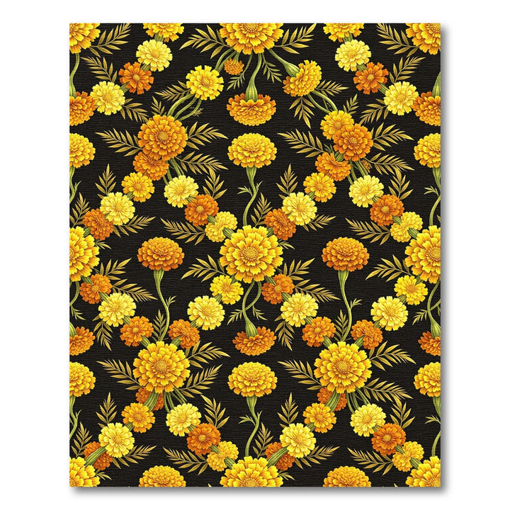 Vibrant Golden Marigold Flower Pattern Rug