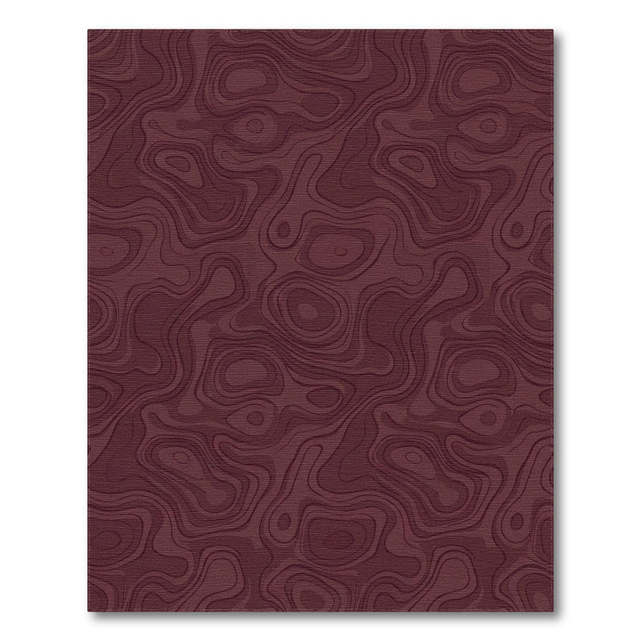 Deep Burgundy Topographic Contour Rug