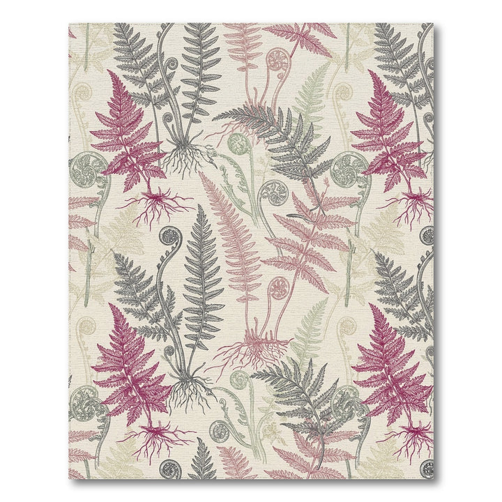 Vintage Berry Fern Botanical Illustration Rug