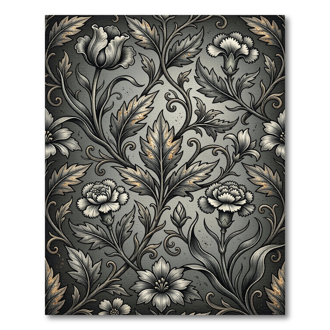 Art Nouveau Gray Floral Vine Rug