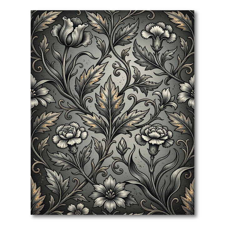 Art Nouveau Gray Floral Vine Rug