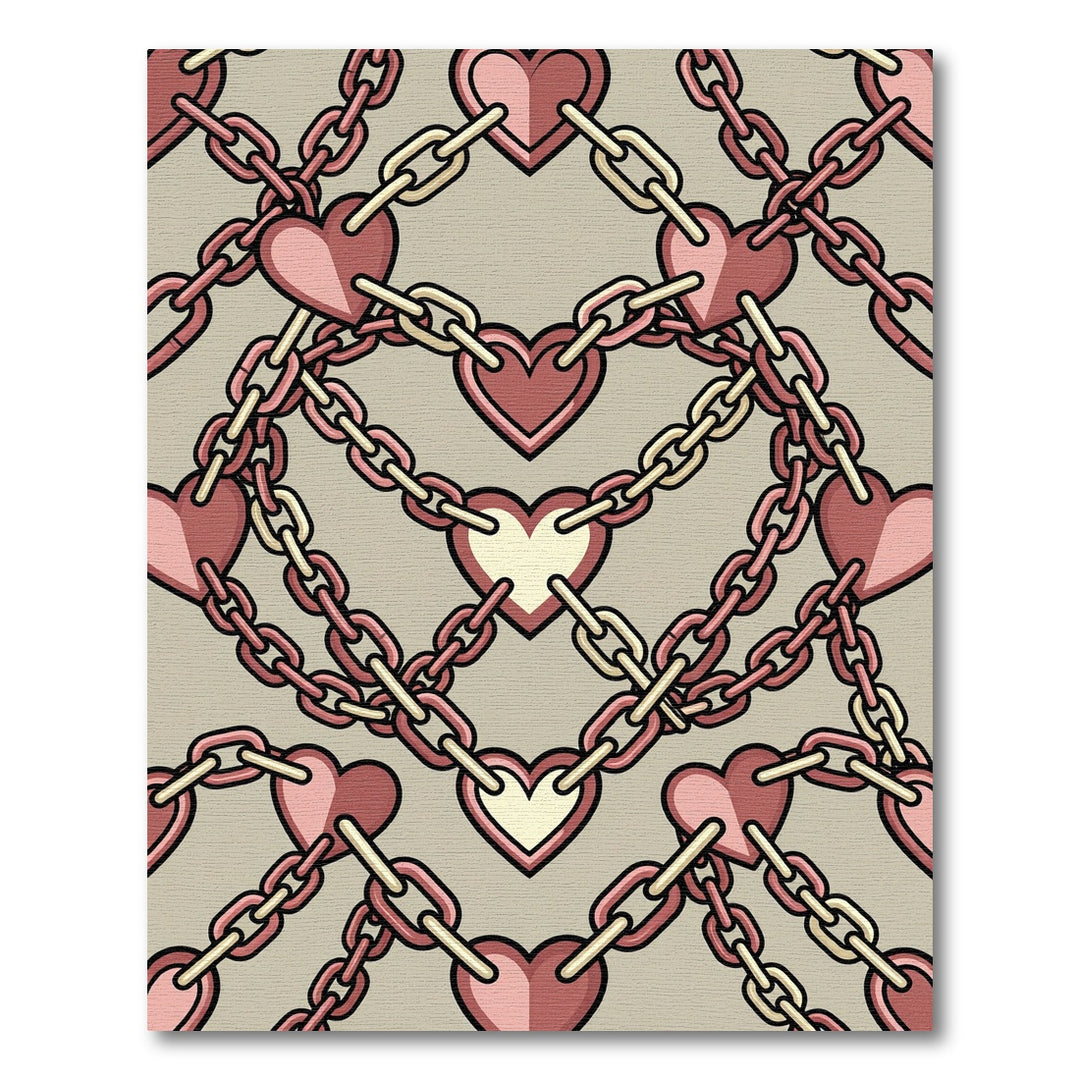 Connected Hearts Chain Overlay Rug