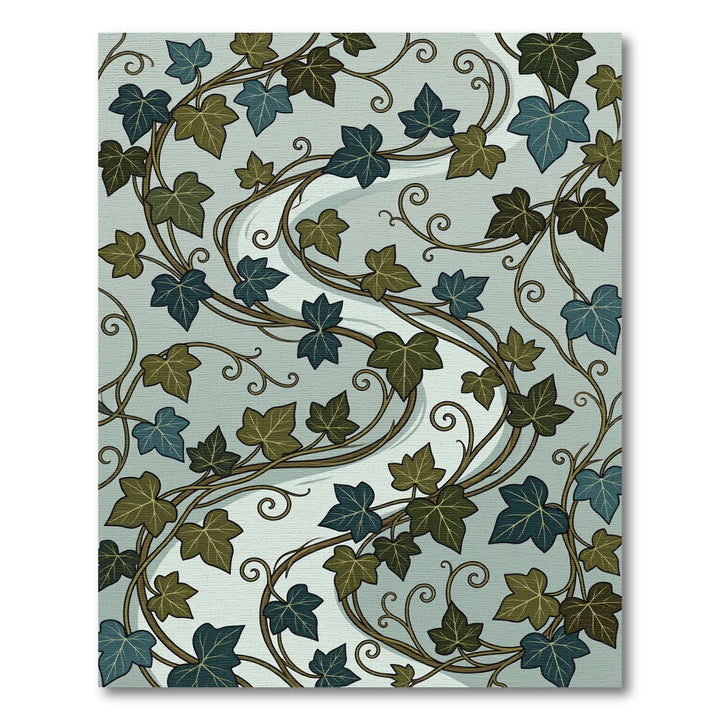 Green Blue Vine Swirl Medallion Rug