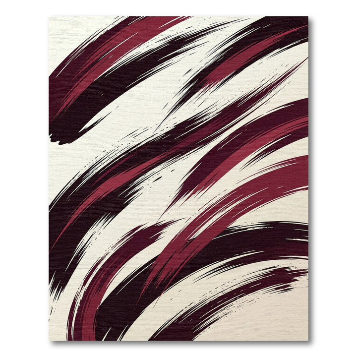 Elegant Burgundy Brushstroke Abstract Rug