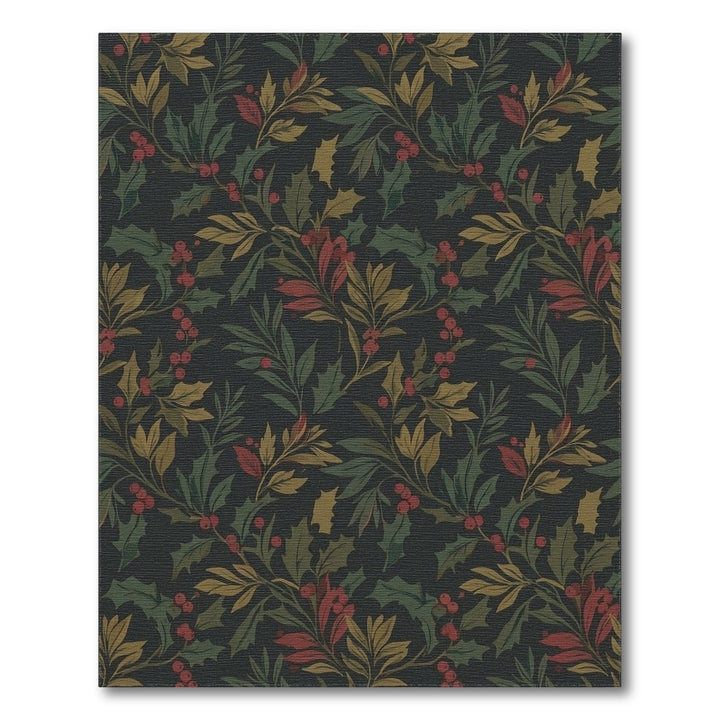 Dark Holly Berry Botanical Vines Rug