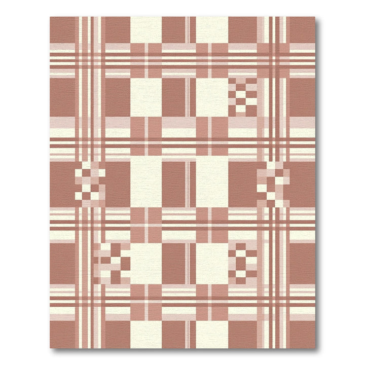Terracotta Checkerboard Plaid Composition Rug