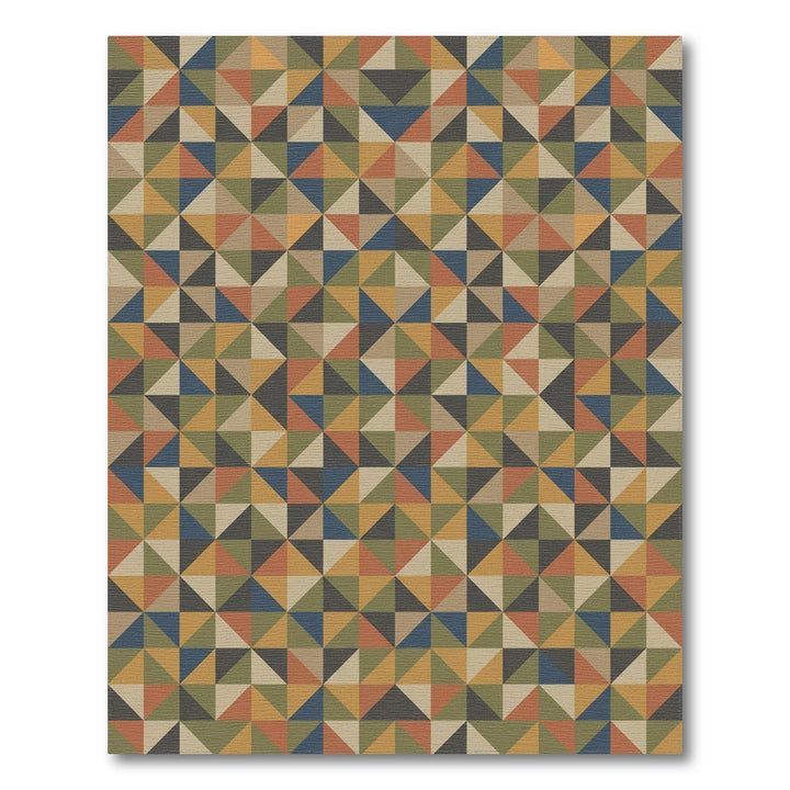 Terracotta Geometric Triangles Square Rug