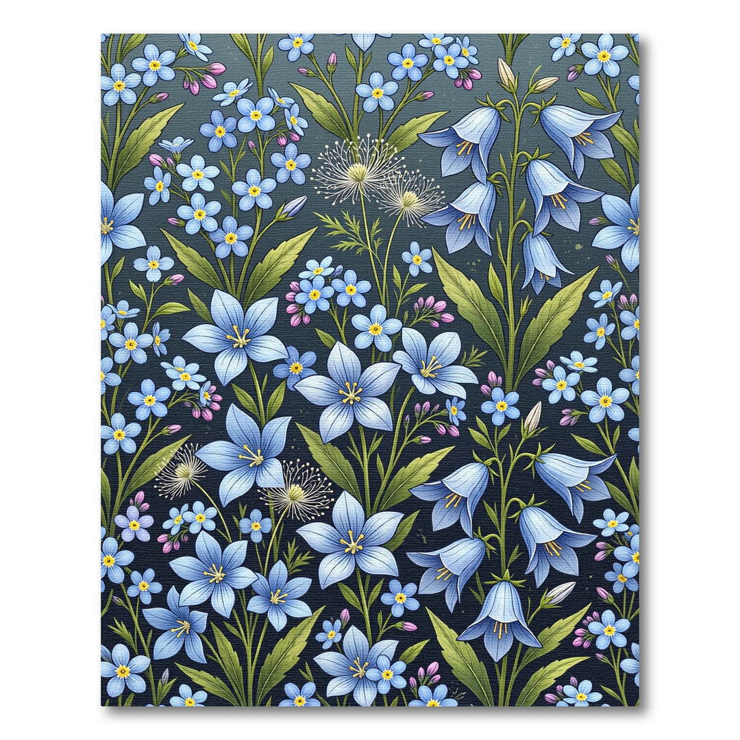 Blue Forget Me Not Bellflower Meadow Rug