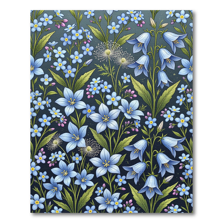 Blue Forget Me Not Bellflower Meadow Rug