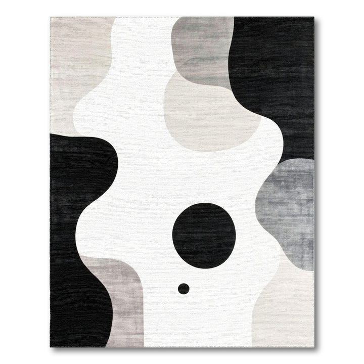 Black White Abstract Wave Area Rug