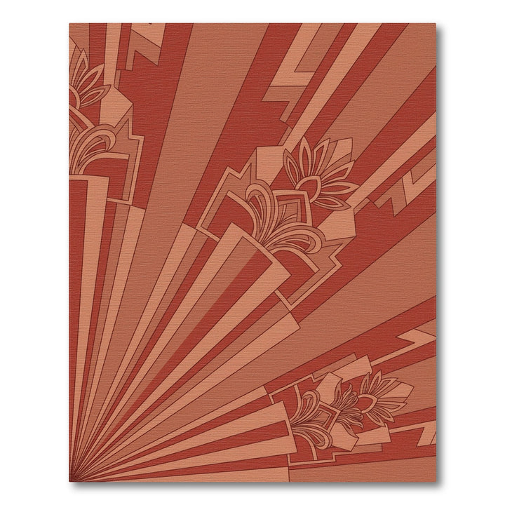 Terracotta Art Deco Sunburst Floral Rug