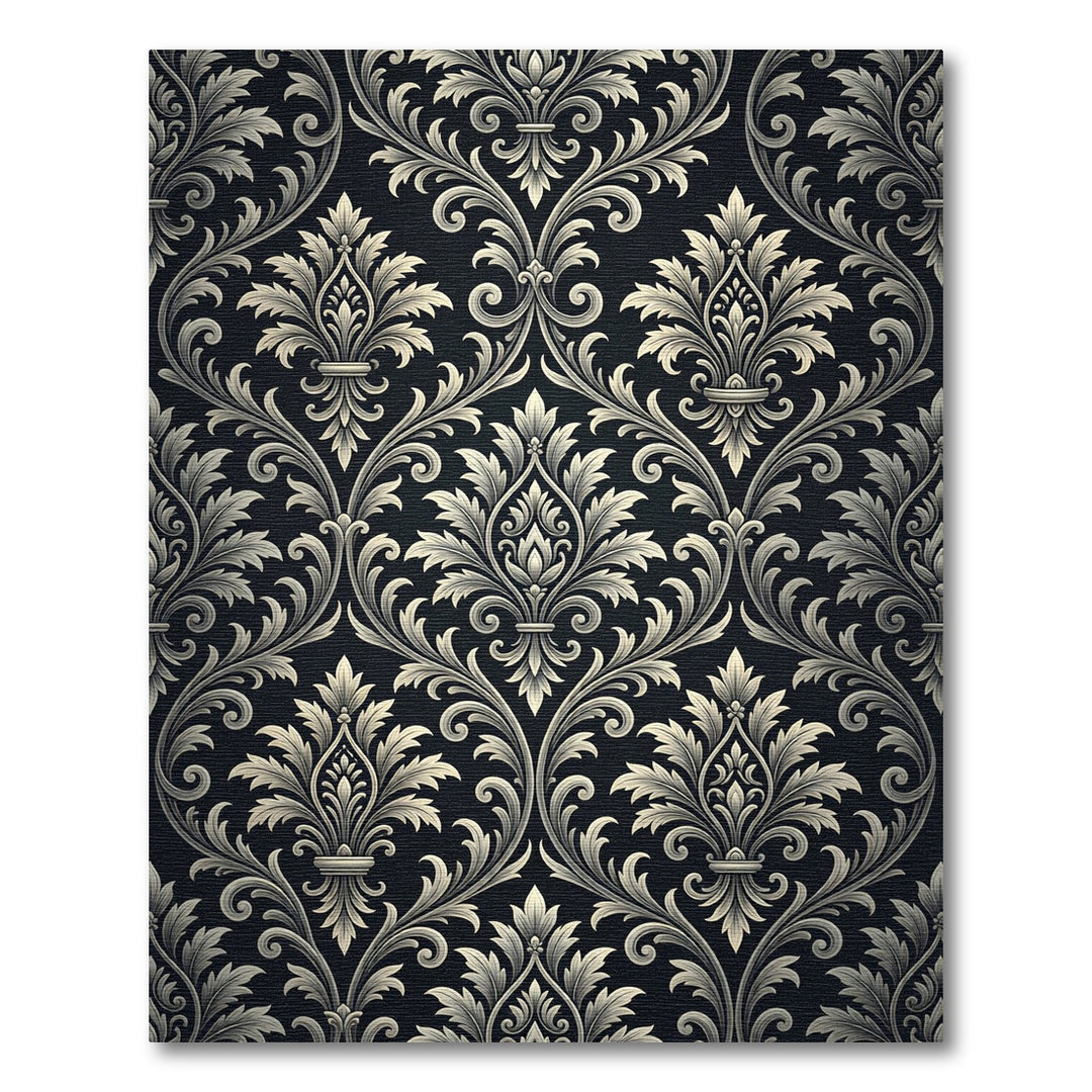 Elegant Ivory Damask Traditional Rug