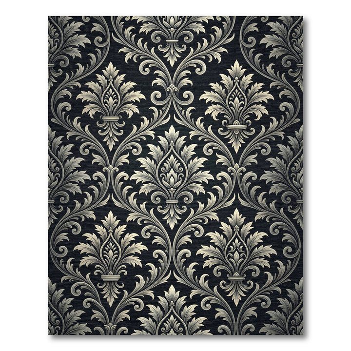 Elegant Ivory Damask Traditional Rug