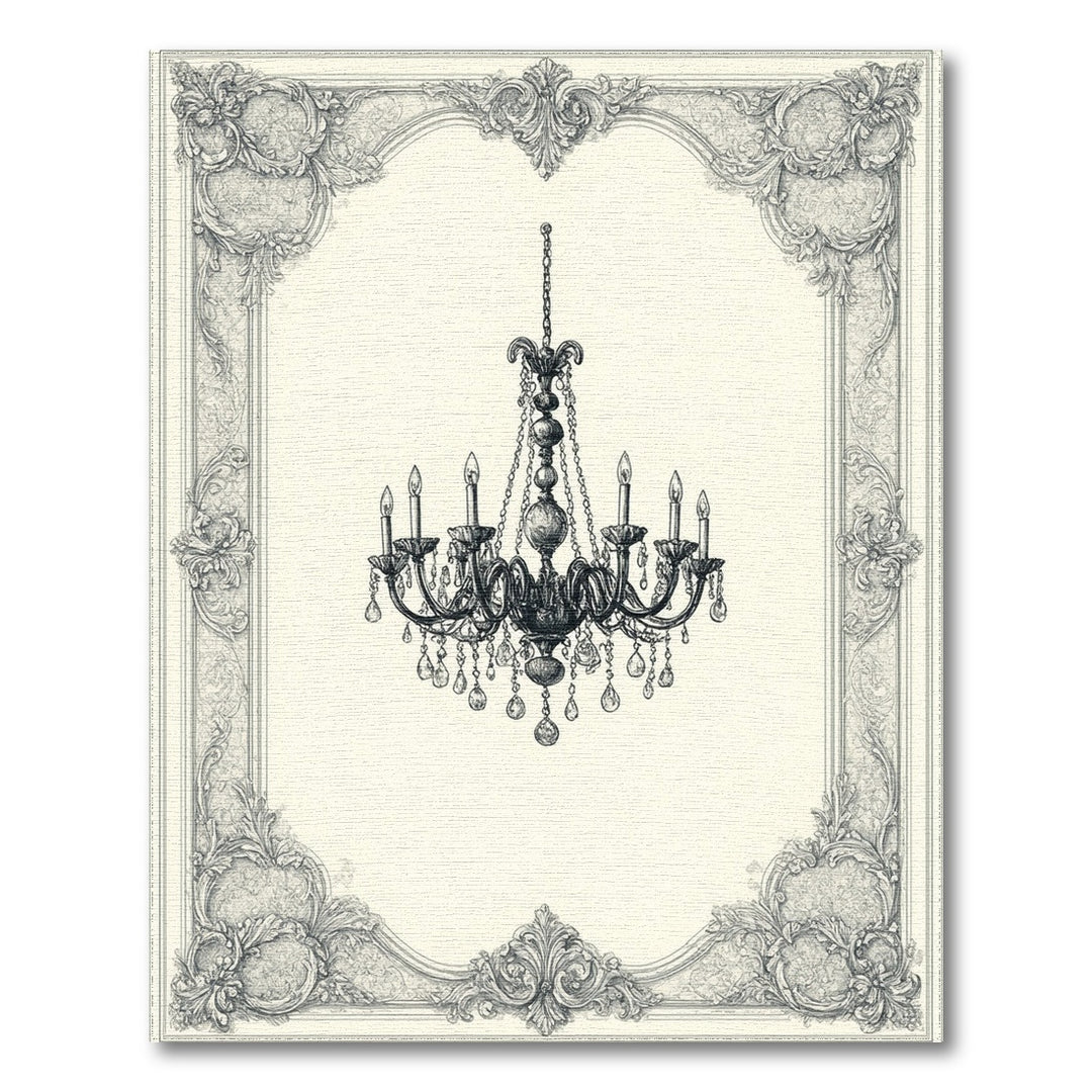 Black White Chandelier Vintage Area Rug