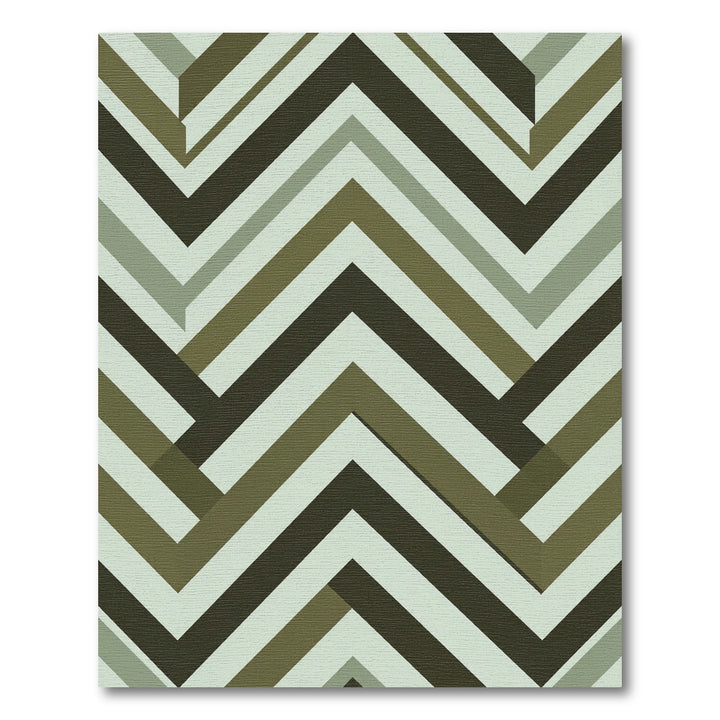 Muted Green Chevron Zigzag Rug