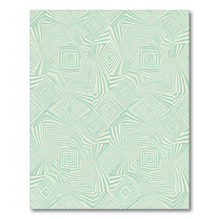 Mint Green Illusionary Square Overlay Rug
