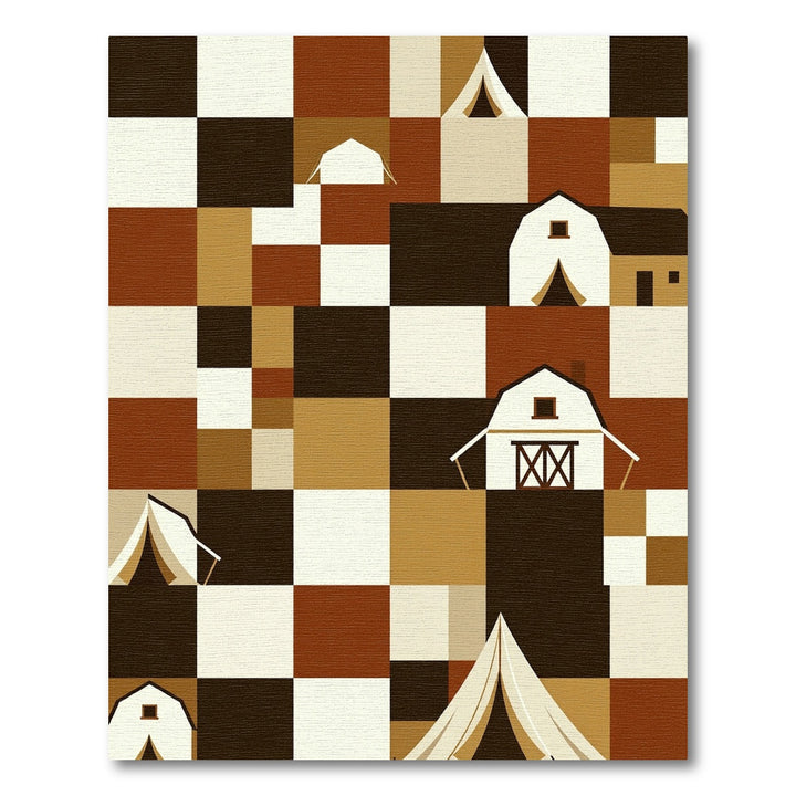Rustic Farmhouse Tent Checkerboard Rug