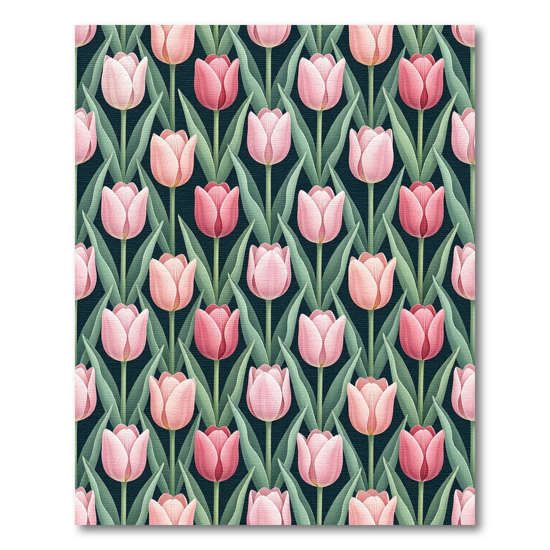 Pastel Pink Tulip Botanical Arrangement Rug