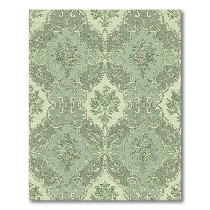 Sage Green Floral Rococo Arch Rug