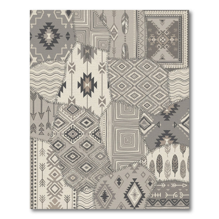 Neutral Patchwork Geometric Diamond Feather Rug