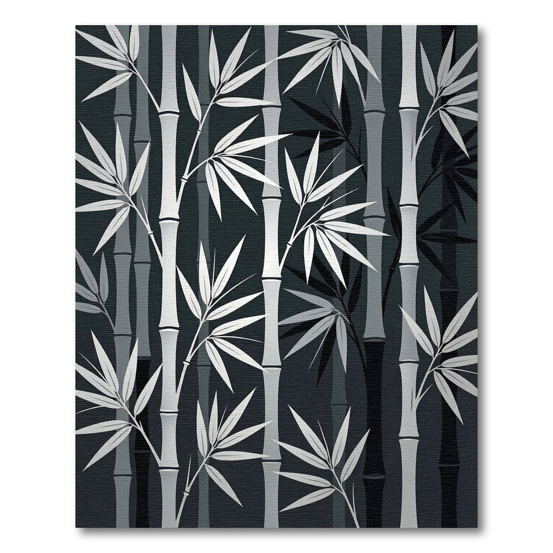 Monochromatic Bamboo Foliage Branches Rug