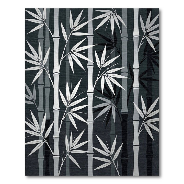 Monochromatic Bamboo Foliage Branches Rug