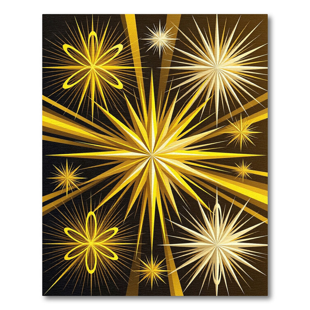 Golden Starburst Abstract Burst Rug