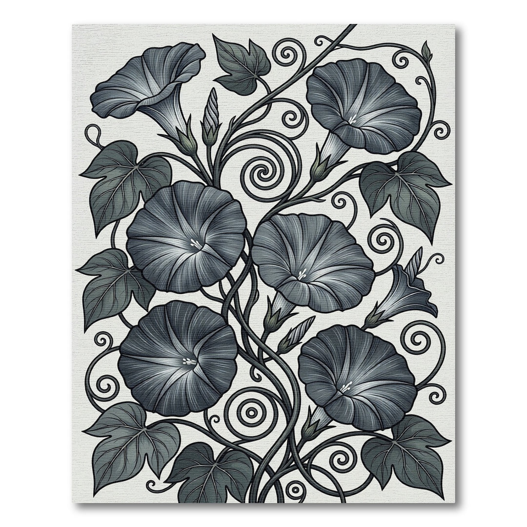 Art Nouveau Gray Morning Glory Rug