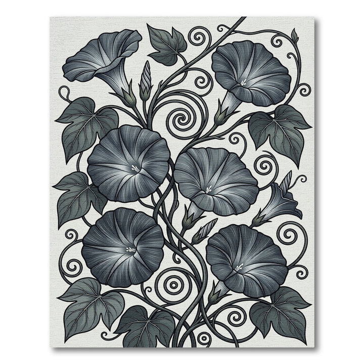 Art Nouveau Gray Morning Glory Rug