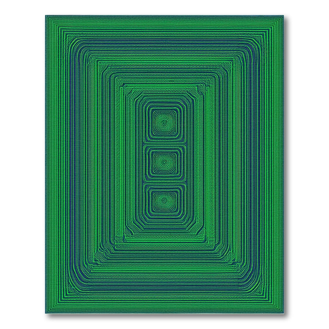 Green Concentric Geometric Area Rug
