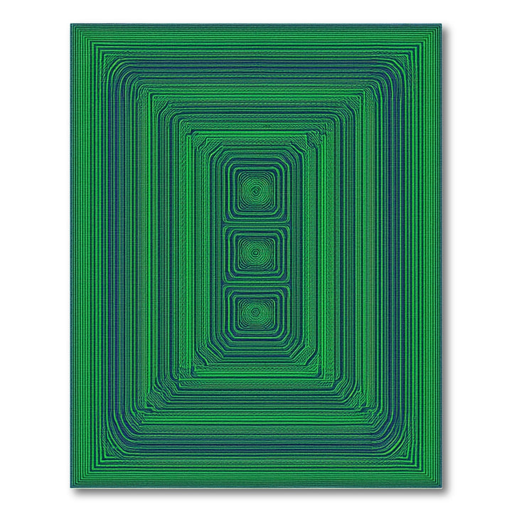 Green Concentric Geometric Area Rug