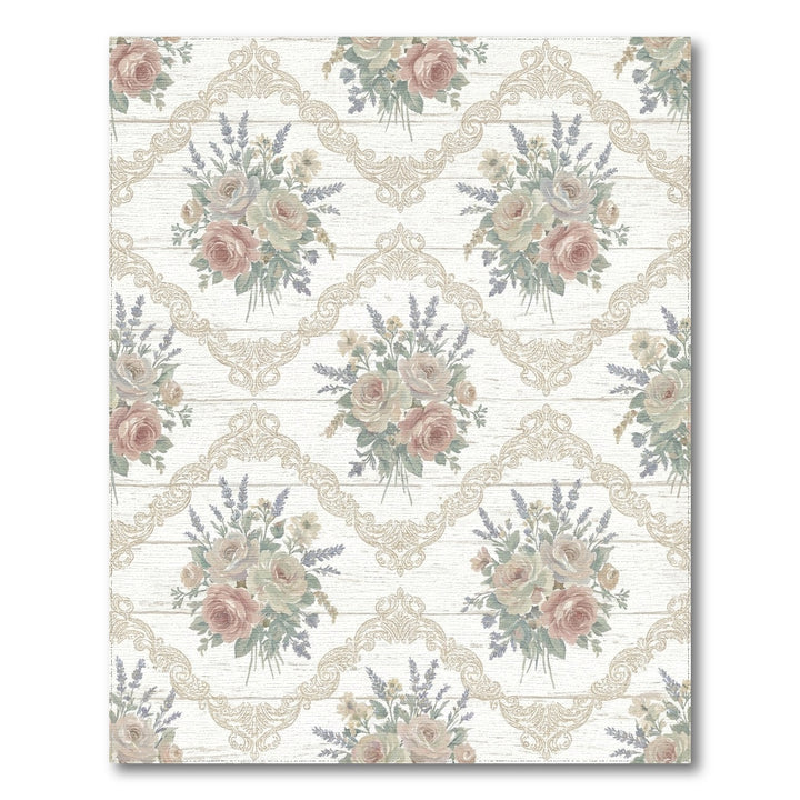Vintage Floral Lavender Rose Damask Rug
