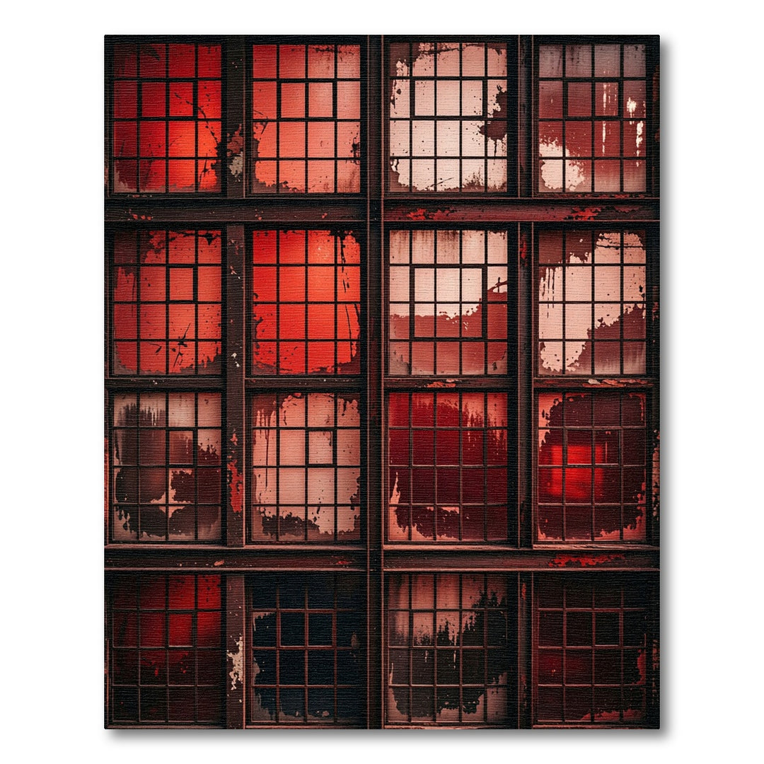 Industrial Red Paned Window Texture Rug