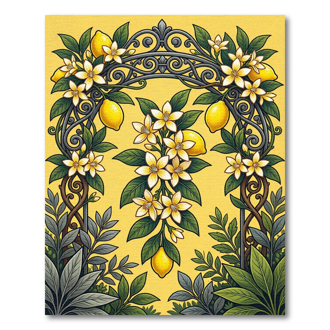 Vibrant Yellow Lemon Blossom Arch Rug